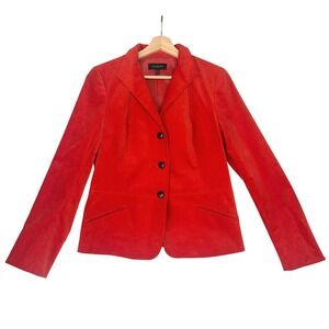 Talbots Orange Velvet Blazer Women's Size 10 Lined Jacket Fall Career Classic